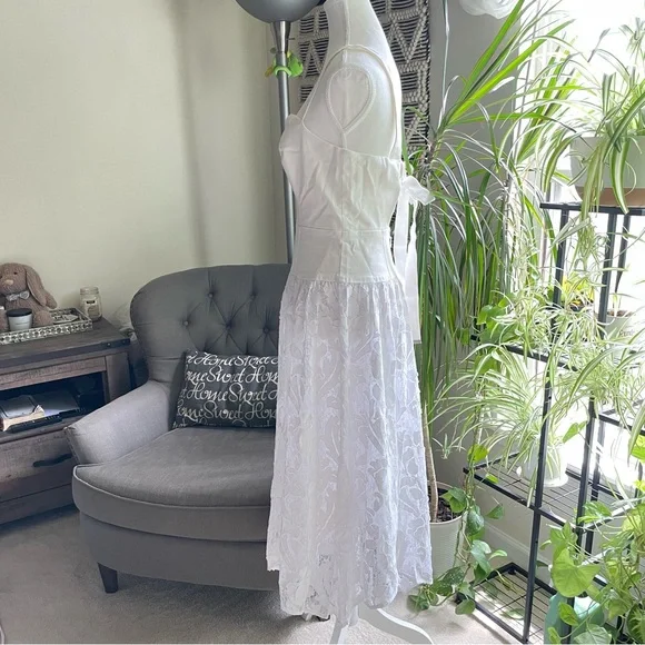 Anthropologie Pilcro Sleeveless Lace Drop Waist Midi Dress Ivory White NWT 8 - Picture 12 of 16